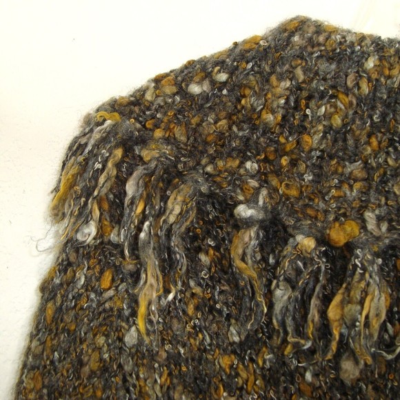 Lark Lane Boho Chunky Knit Wool Blend Nubby Fringed Cowl Neck Sweater Size XL - Picture 6 of 8